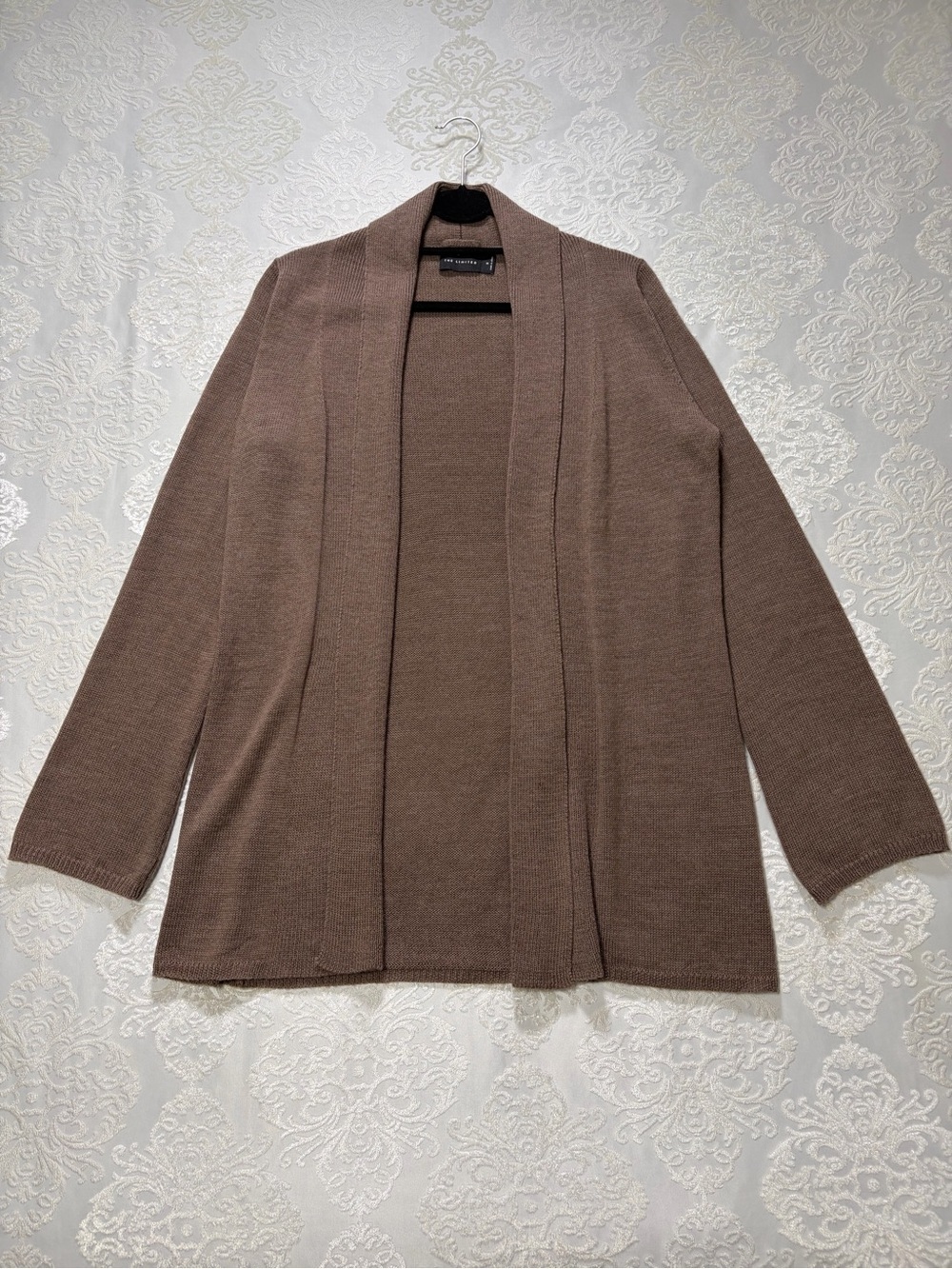 The Limited Wool Blend Open Front Drape Cardigan Mocha Brown Size Medium